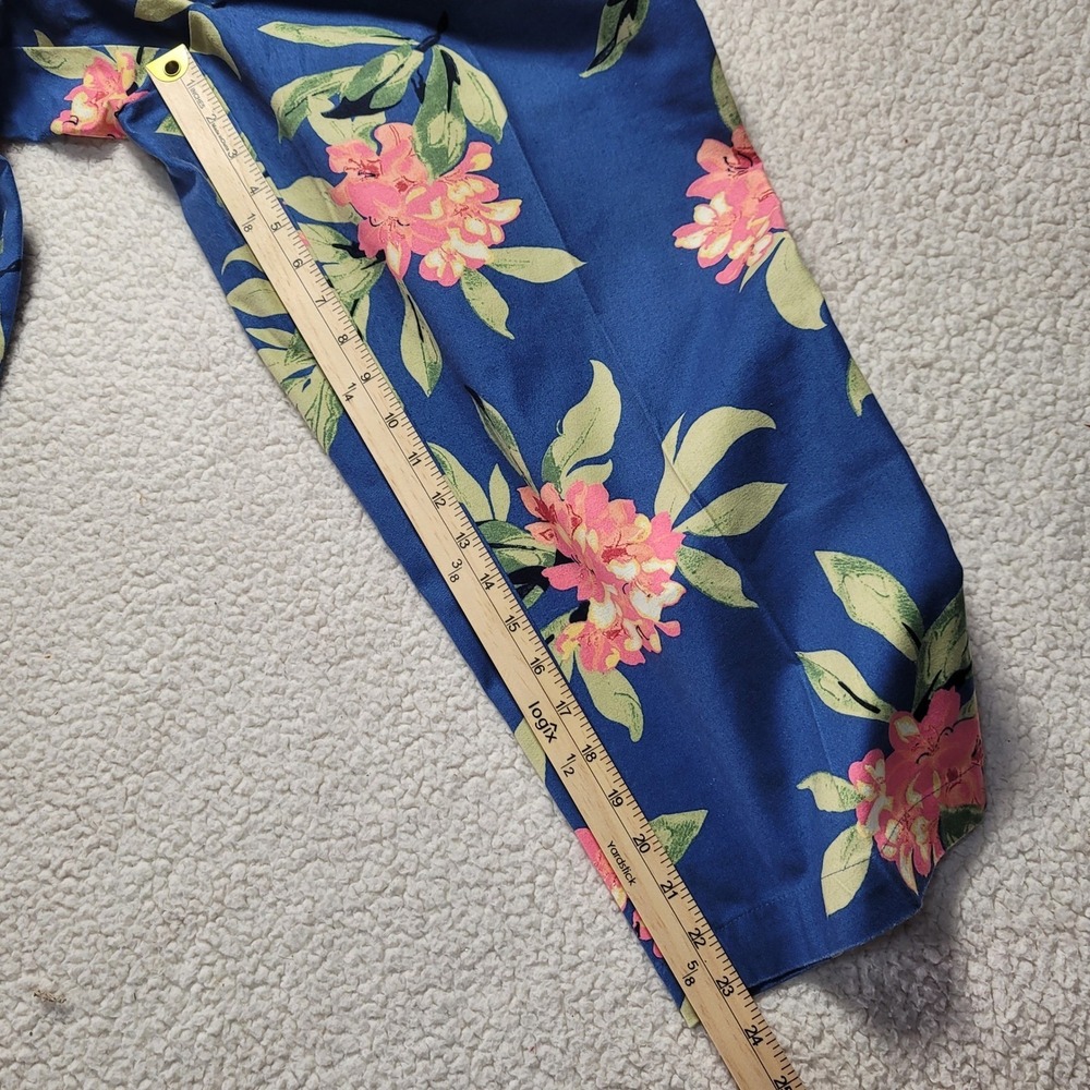 Crazy Horse Floral Crop Pants Blue Pink Tropical Stretch Capris Womens 16 - Picture 5 of 6